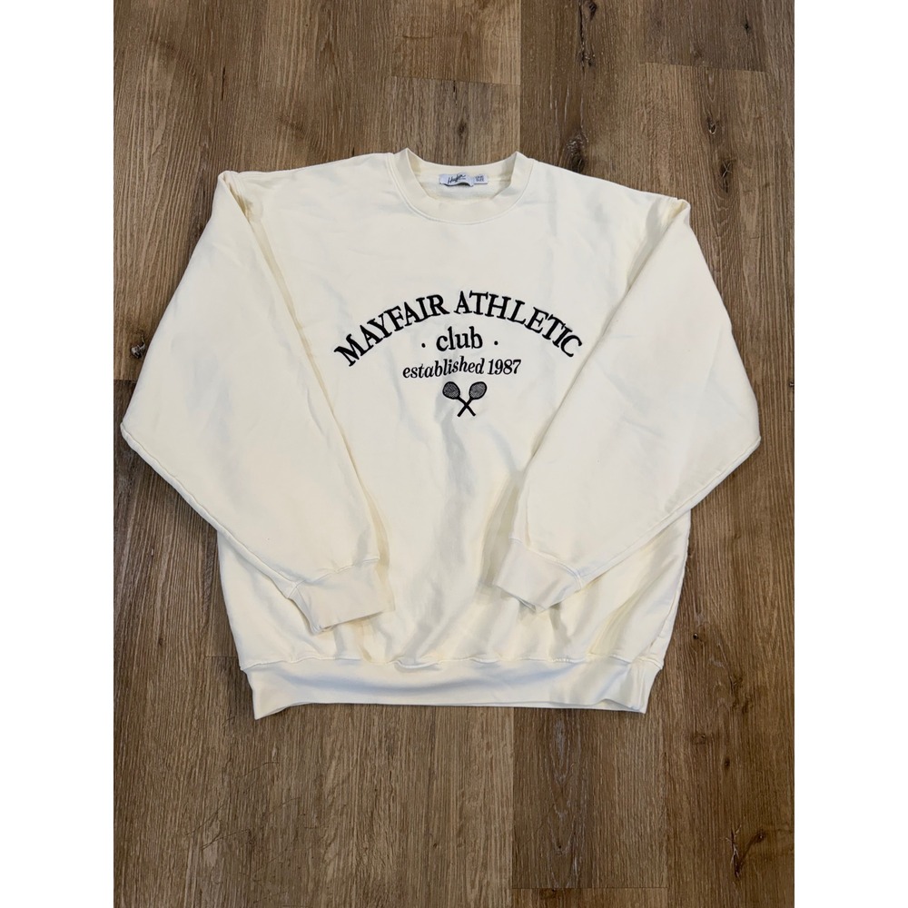 Mayfair The Label Sweatshirt Womens One Size Cream Athletic Club Graphic